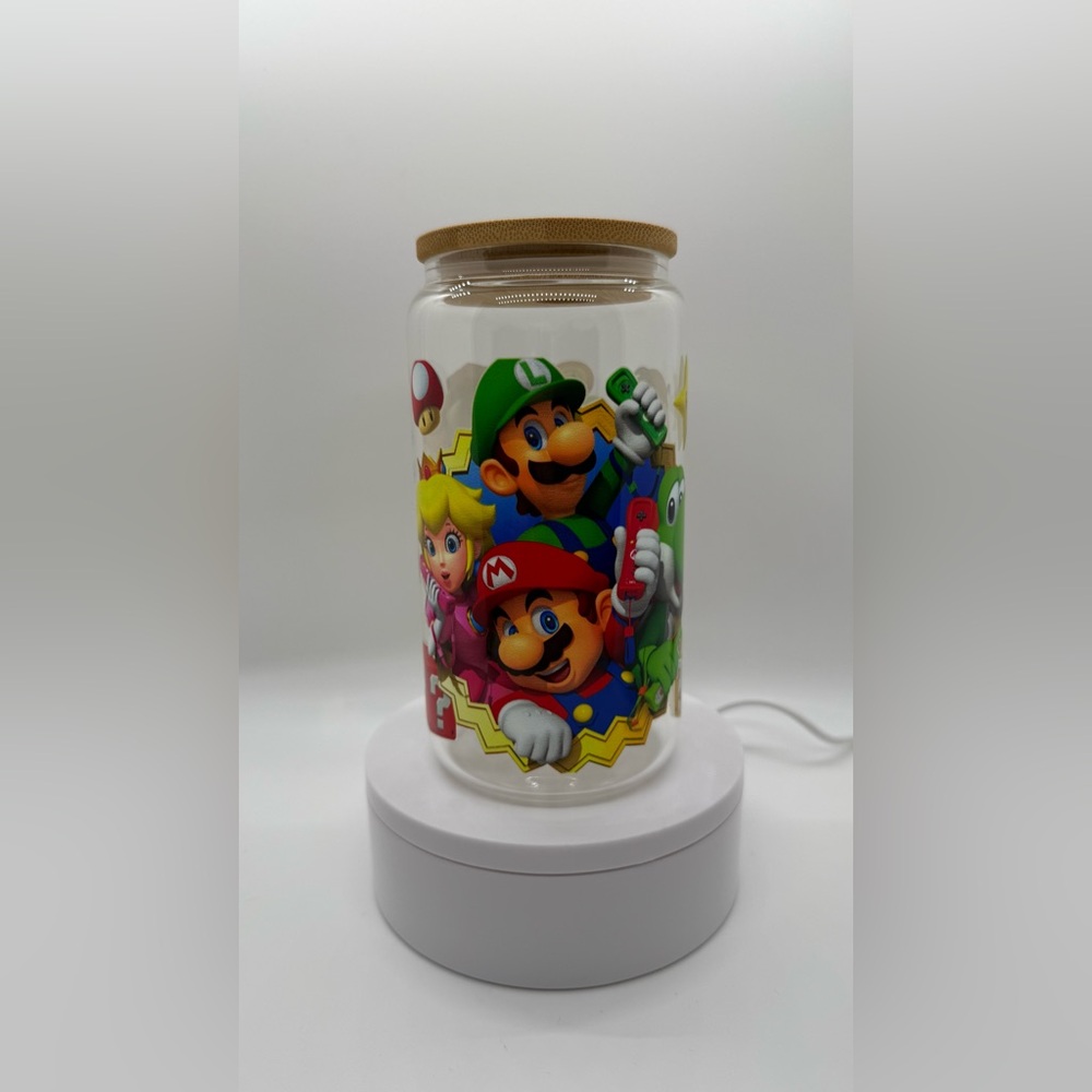 Super Mario Brothers Glass Cup, Mario and Luigi, Glass Libby Cup